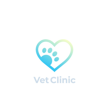 paw and heart, vet, veterinary clinic vector logoのイラスト素材