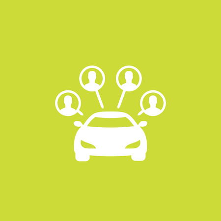 carsharing service vector icon, car and passengersのイラスト素材