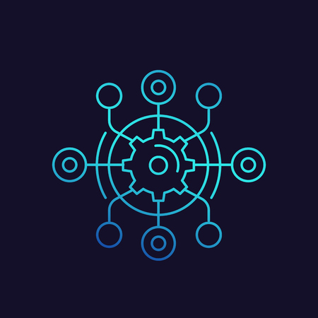 technological process, production cycle vector linear iconのイラスト素材