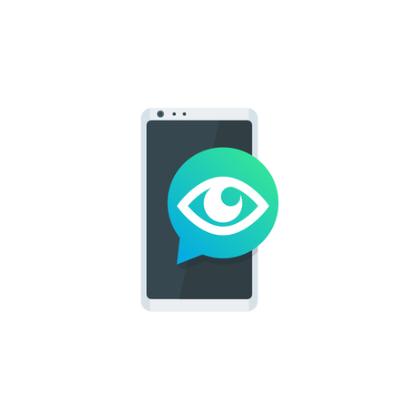 Monitoring icon, eye on smartphone screenのイラスト素材
