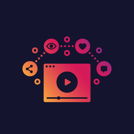 video streaming, vlog and video contentのイラスト素材