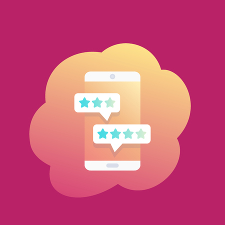 mobile reviews, smartphone vector iconのイラスト素材