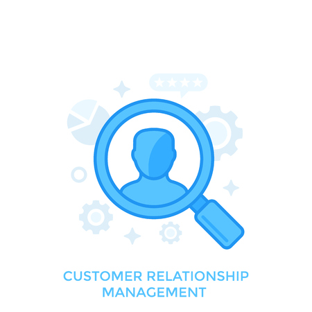 CRM, customer relationship management, client retention vector iconのイラスト素材