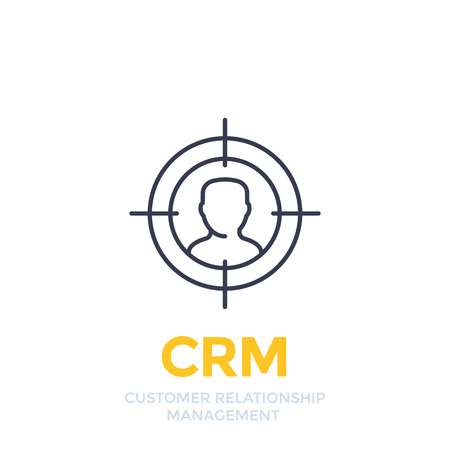 CRM, customer relationship management line vector iconのイラスト素材