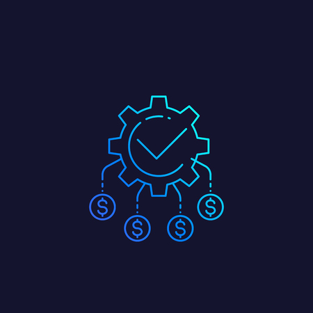 cash flow, funds optimization, vector linear iconのイラスト素材