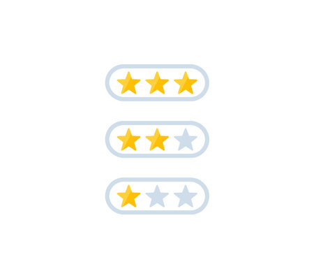 rating stars, feedback, review vector icons on white