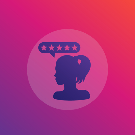 customer satisfaction, vector icon with girlのイラスト素材