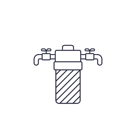 water filter, filtration system line iconのイラスト素材