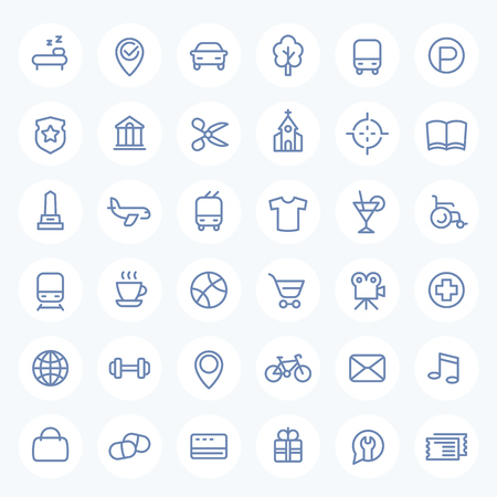 line icons set on white for maps, navigation apps and web, vectorのイラスト素材