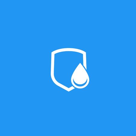 waterproof icon with water drop and shieldのイラスト素材