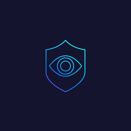 Eye and shield vector line iconのイラスト素材