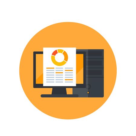 Data analytics, business intelligence, statistics charts and spreadsheet iconのイラスト素材