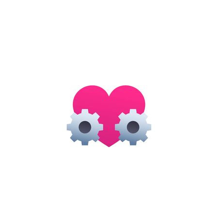 biotechnology vector with heart and gearsのイラスト素材