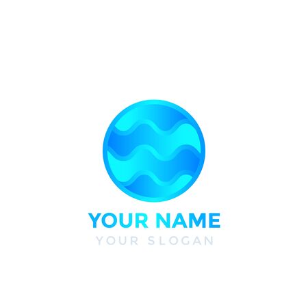 round vector with blue wavesのイラスト素材