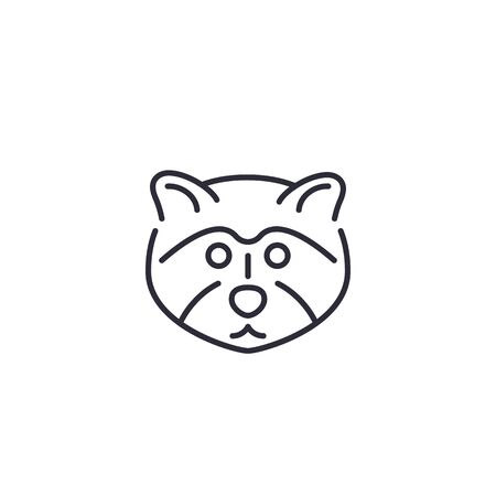 raccoon vector line icon on whiteのイラスト素材