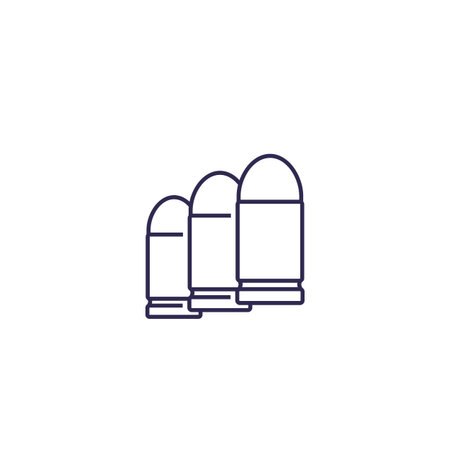 bullets, ammo icon, vector line iconのイラスト素材