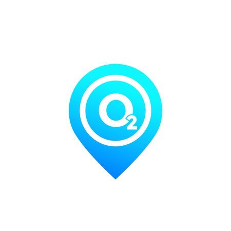 oxygen, o2 icon with mark, vectorのイラスト素材