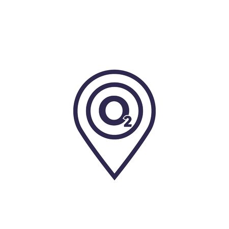 oxygen, o2 icon with marker, vectorのイラスト素材