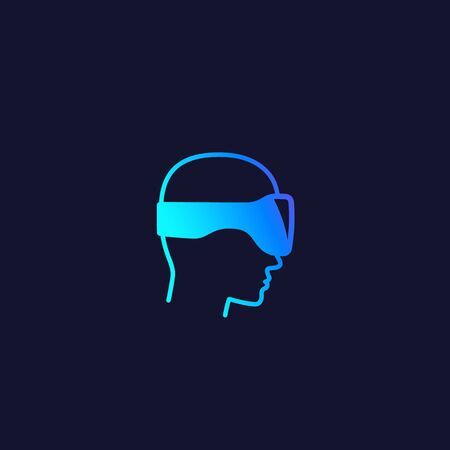 VR helmet, glasses, virtual reality vector iconのイラスト素材