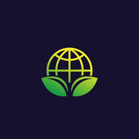 green leaf and globe vector iconのイラスト素材
