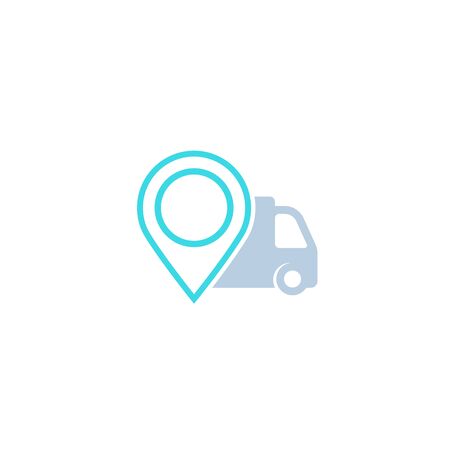 delivery icon with van and markerのイラスト素材