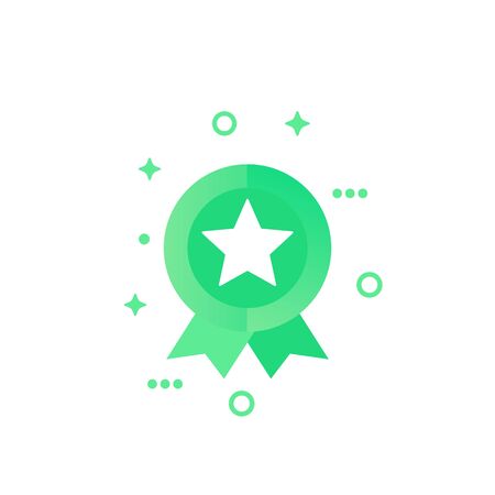 badge with star, greenのイラスト素材