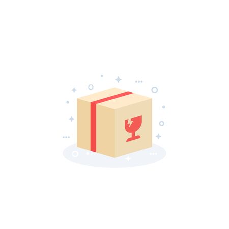 fragile parcel, package vector iconのイラスト素材