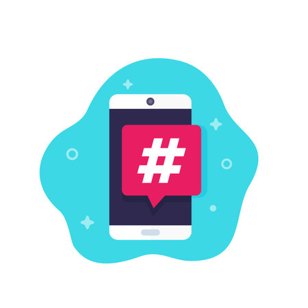 Hashtag Icon With Smartphone Royalty Free Vector Graphics