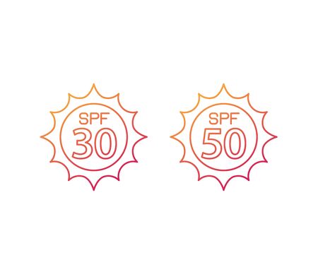 spf 30, 50, sun, UV protection, vector line iconsのイラスト素材