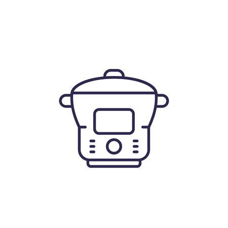 electric cooker, steamer, vector line iconのイラスト素材