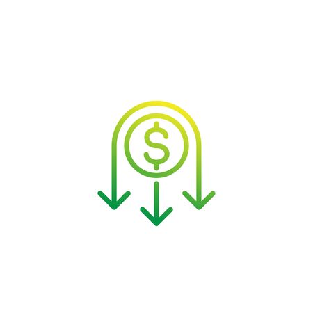 reduce costs icon, lineのイラスト素材
