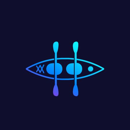 kayak with paddles, vector iconのイラスト素材