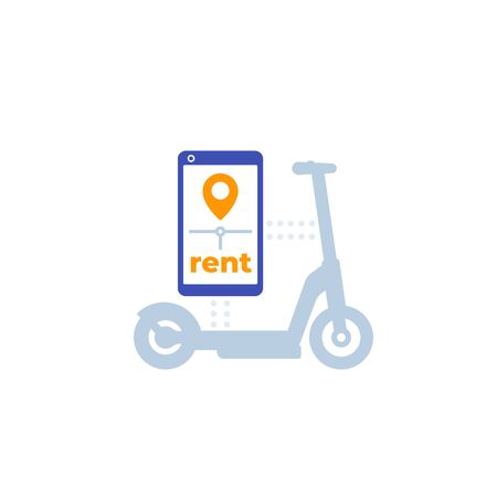 scooter rent service, vector iconのイラスト素材