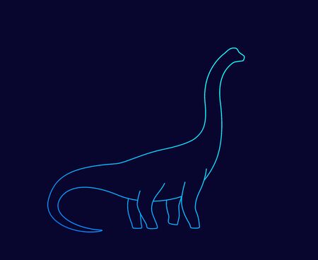 dinosaur, brachiosaurus silhouette, linear vectorのイラスト素材