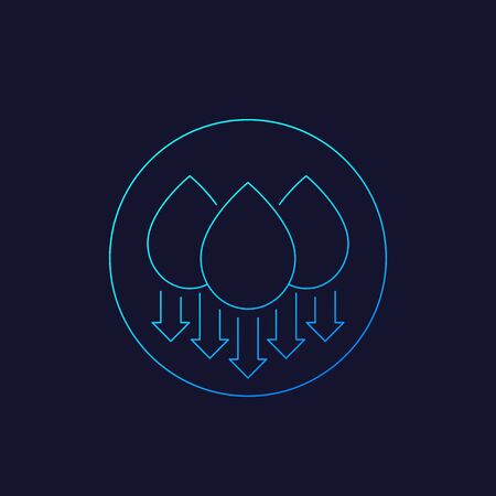 humidity or water level down, vector linear iconのイラスト素材