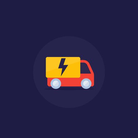 electric van vector icon in flat styleのイラスト素材