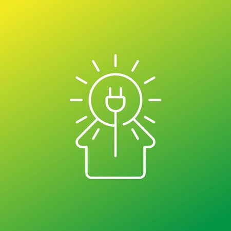 Solar energy for home, vector icon, linear styleのイラスト素材