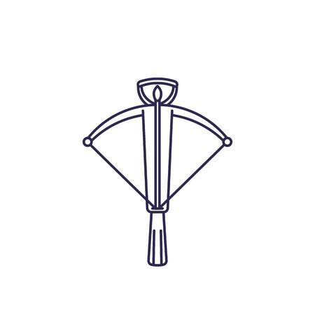 crossbow, line vector icon on whiteのイラスト素材