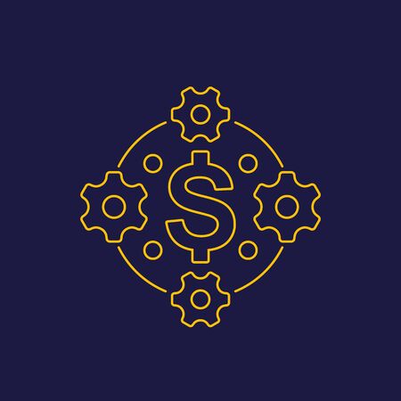 cost optimization, efficiency, financial line vector iconのイラスト素材