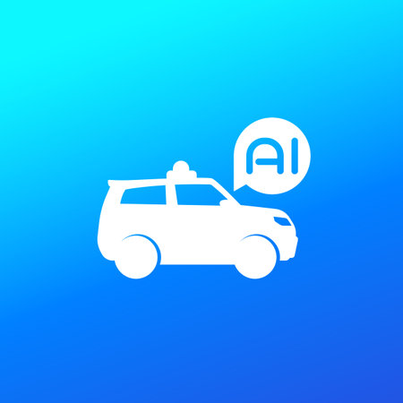 autonomous car, suv with AI vector iconのイラスト素材