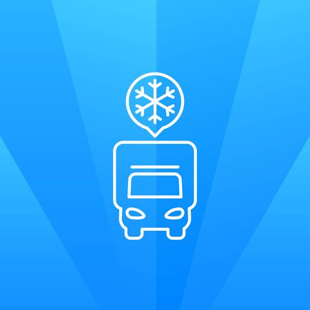 Fridge truck or van with refrigerator. Front view line icon.のイラスト素材