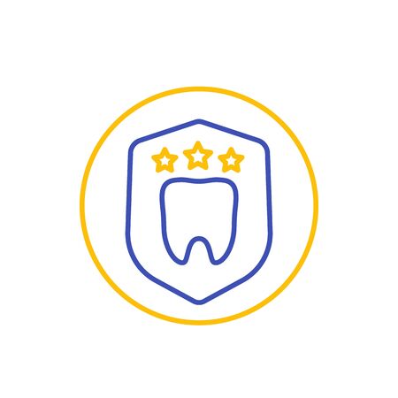 dental insurance, protection vector line iconのイラスト素材
