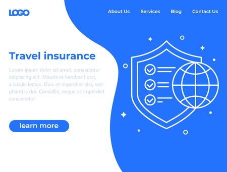 Travel insurance, website template, vectorのイラスト素材