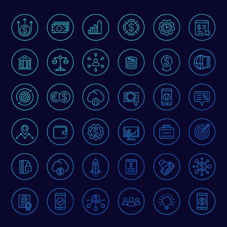 Venture capital, investments, hedge funds, finance line icons setのイラスト素材