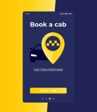 Book a cab app ui, vectorのイラスト素材