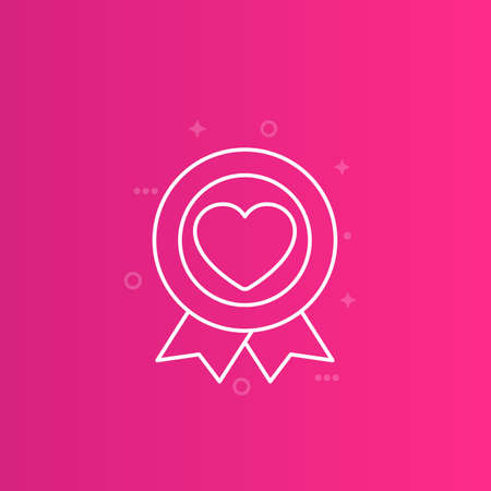 Like vector icon, linear badge with heartのイラスト素材