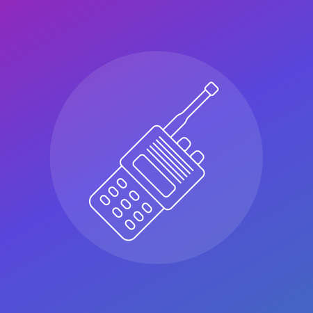 portable radio set icon, linear vectorのイラスト素材