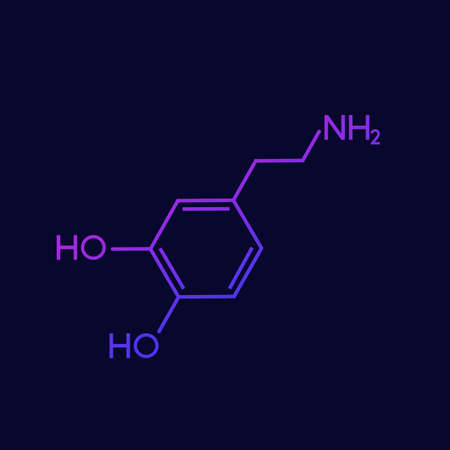 dopamine molecule, neurotransmitter, hormone of happinessのイラスト素材