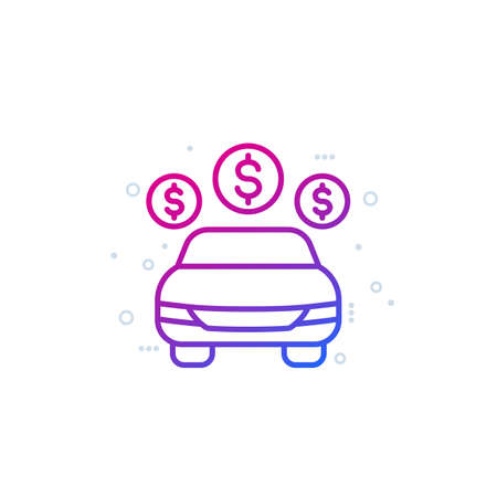 car payments, cost line iconのイラスト素材