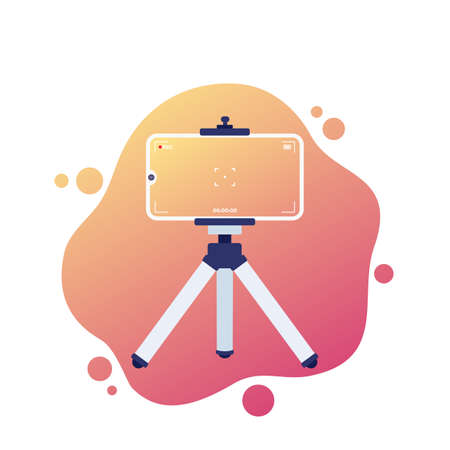 mobile phone on tripod, vlog recording, vectorのイラスト素材